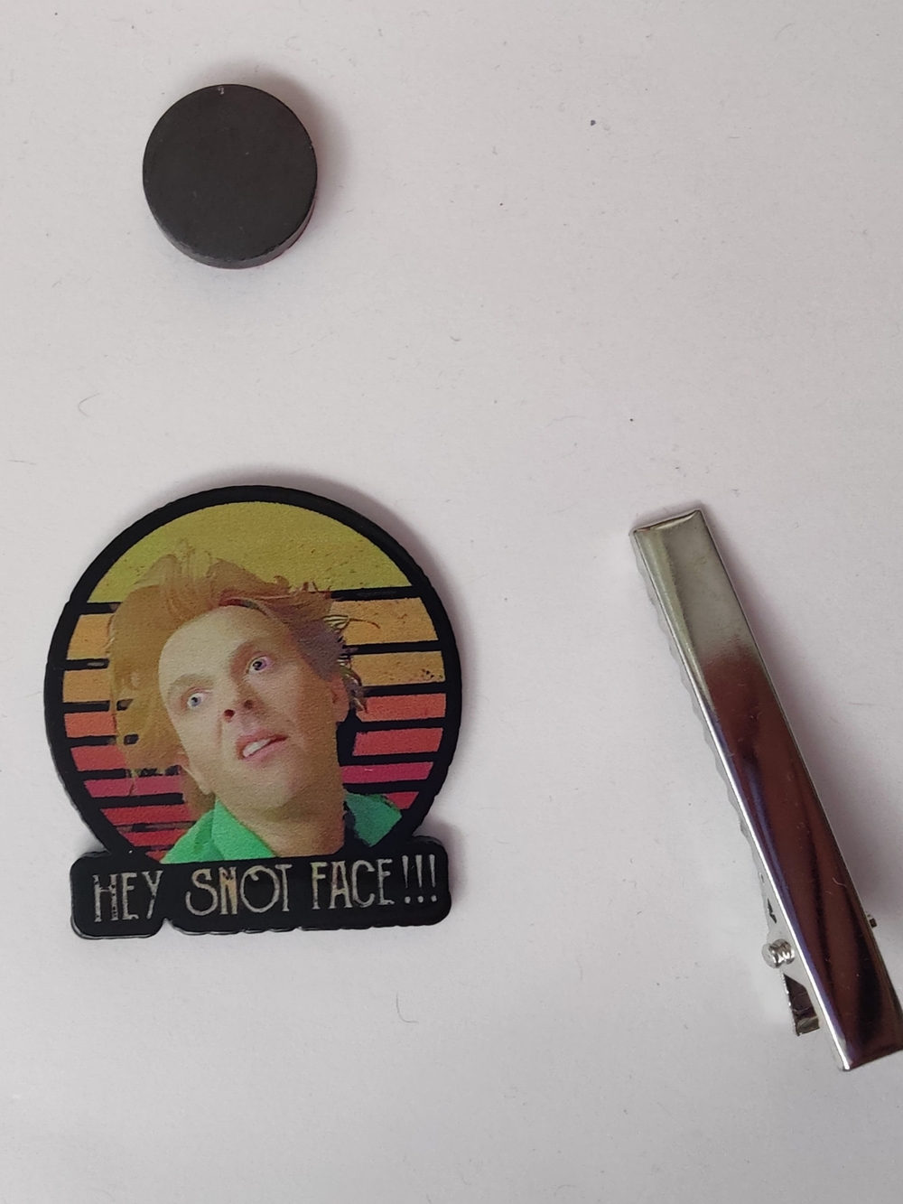 Custom Handmade Character Magnet or Hair Clip- Snot Face